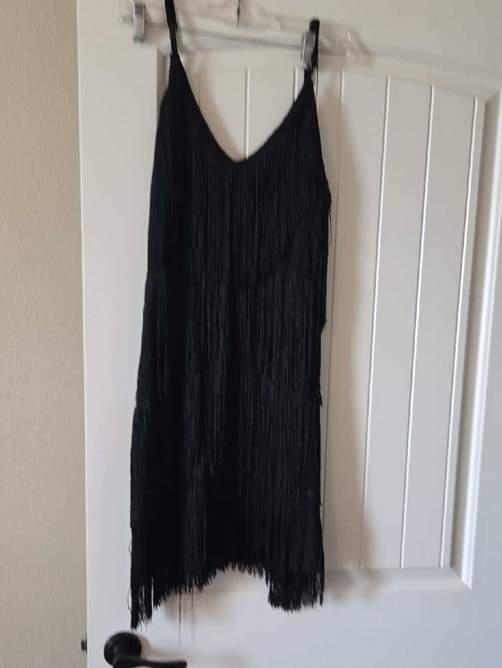 Black Fringe Slip Dress - Elegant Women’s Evening Dress